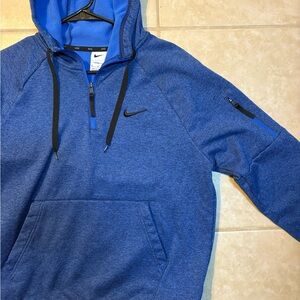 Nike Heather Royal Blue Half-Zip Hoodie Pullover Size Medium